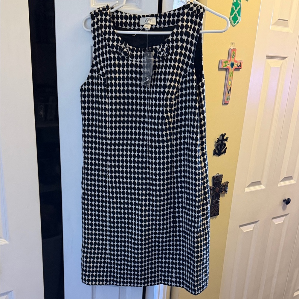 LOFT Monochrome Geometric Midi Dress